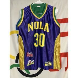 Vintage New Orleans Hornets David West Mardi Gras Jersey Youth XL SGA
